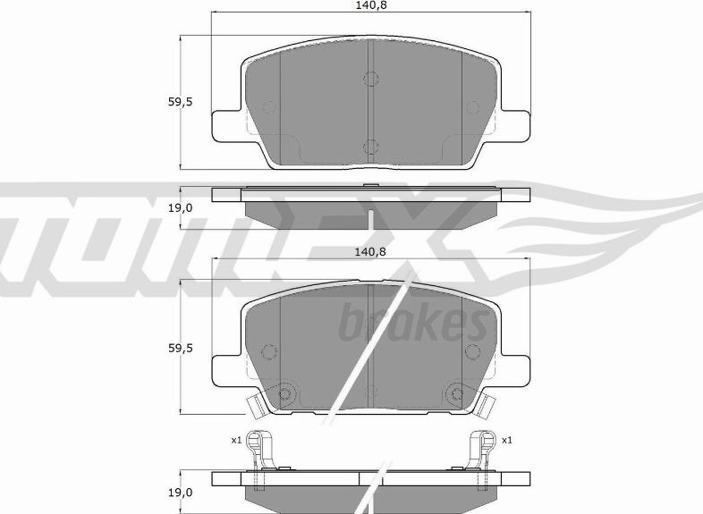 TOMEX brakes TX 19-55 - Əyləc altlığı dəsti, əyləc diski furqanavto.az