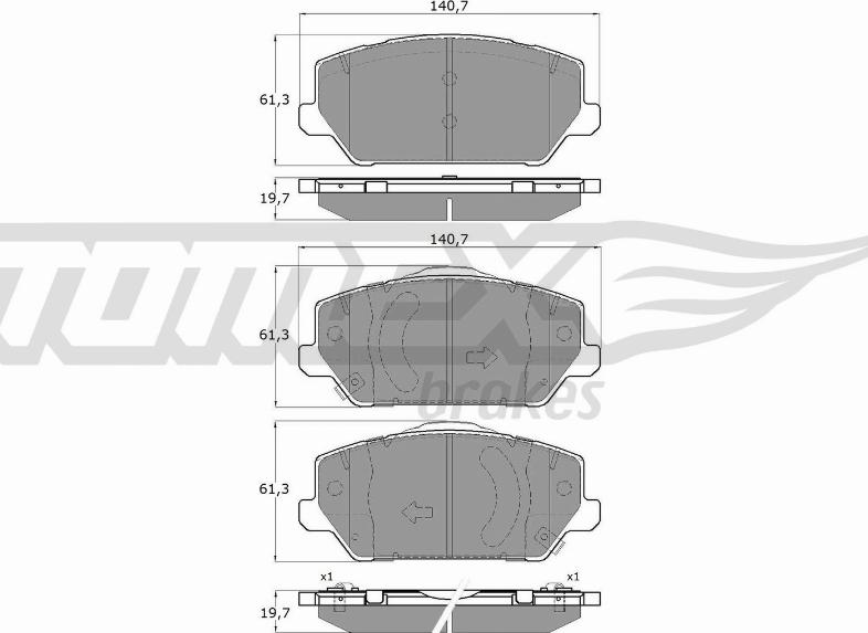 TOMEX brakes TX 19-60 - Əyləc altlığı dəsti, əyləc diski furqanavto.az