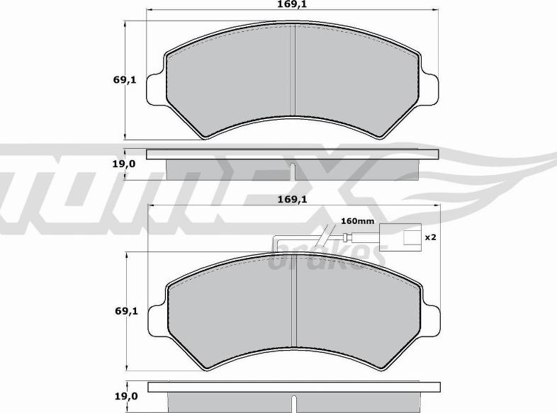 TOMEX brakes TX 14-401 - Əyləc altlığı dəsti, əyləc diski furqanavto.az