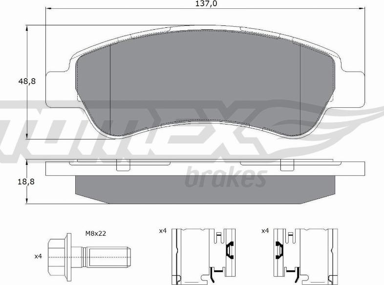 TOMEX brakes TX 14-41 - Əyləc altlığı dəsti, əyləc diski furqanavto.az