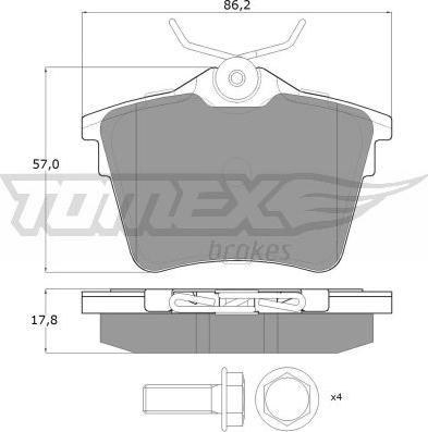 TOMEX brakes TX 14-69 - Əyləc altlığı dəsti, əyləc diski furqanavto.az