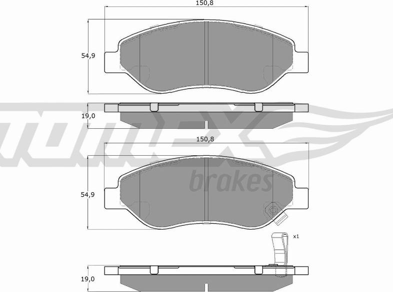 TOMEX brakes TX 14-61 - Əyləc altlığı dəsti, əyləc diski furqanavto.az