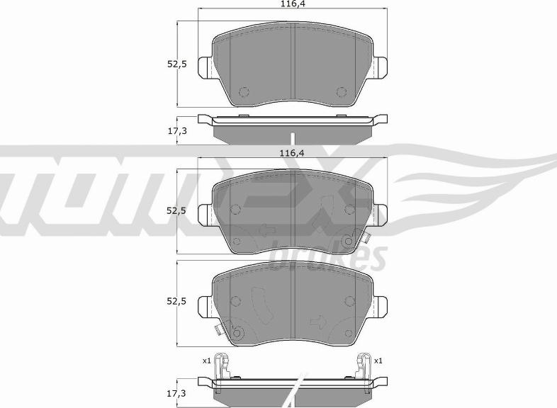 TOMEX brakes TX 14-161 - Əyləc altlığı dəsti, əyləc diski furqanavto.az