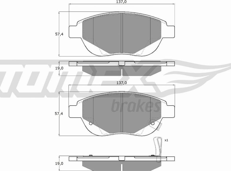 TOMEX brakes TX 14-86 - Əyləc altlığı dəsti, əyləc diski furqanavto.az