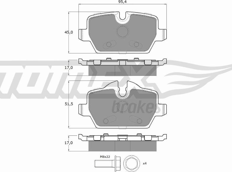 TOMEX brakes TX 14-34 - Əyləc altlığı dəsti, əyləc diski furqanavto.az