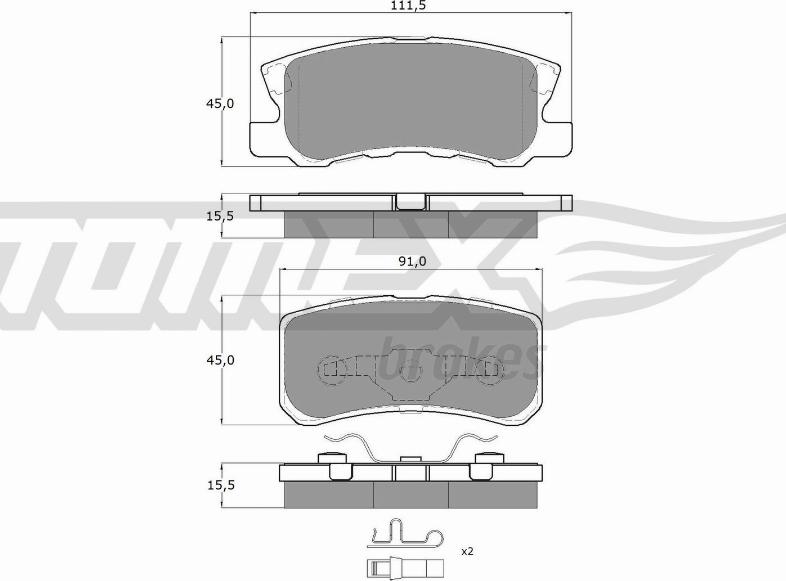 TOMEX brakes TX 15-04 - Əyləc altlığı dəsti, əyləc diski www.furqanavto.az