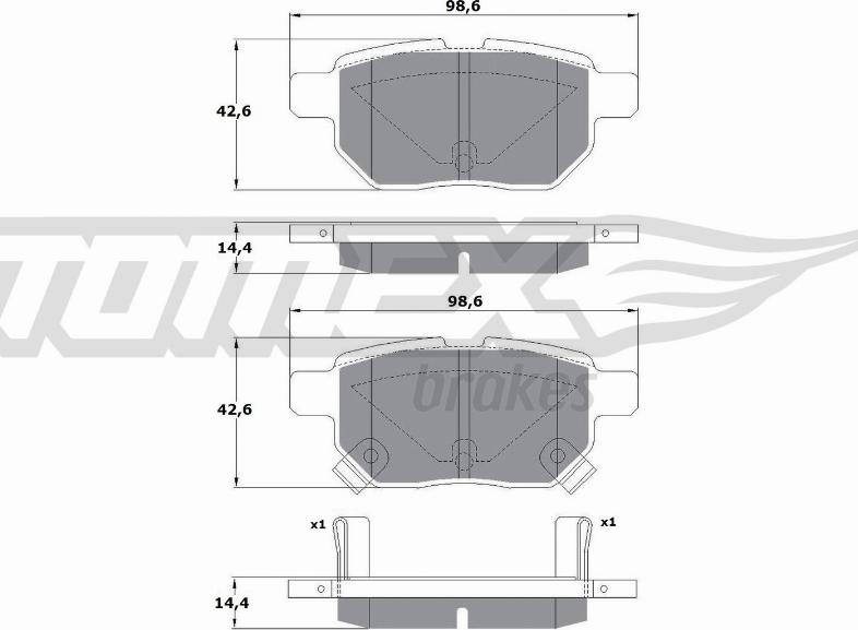 TOMEX brakes TX 15-01 - Əyləc altlığı dəsti, əyləc diski furqanavto.az