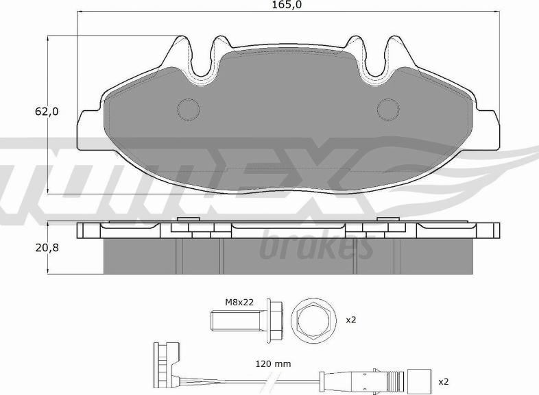 TOMEX brakes TX 15-02 - Əyləc altlığı dəsti, əyləc diski furqanavto.az