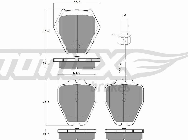 TOMEX brakes TX 15-12 - Əyləc altlığı dəsti, əyləc diski furqanavto.az