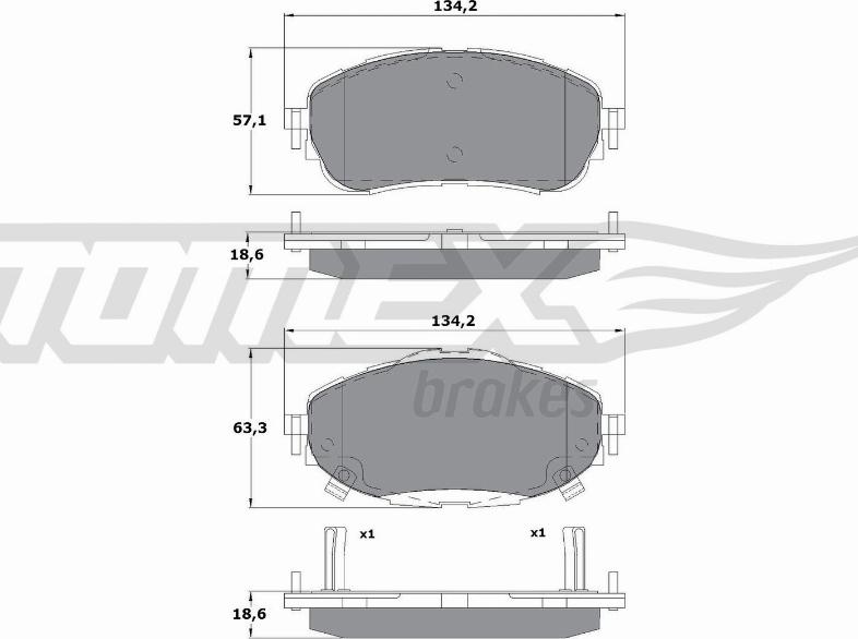 TOMEX brakes TX 16-99 - Əyləc altlığı dəsti, əyləc diski furqanavto.az