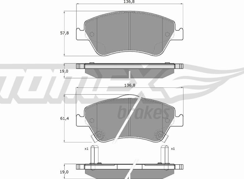 TOMEX brakes TX 16-45 - Əyləc altlığı dəsti, əyləc diski furqanavto.az