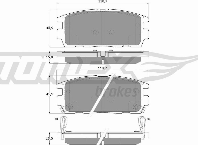 TOMEX brakes TX 16-43 - Əyləc altlığı dəsti, əyləc diski furqanavto.az