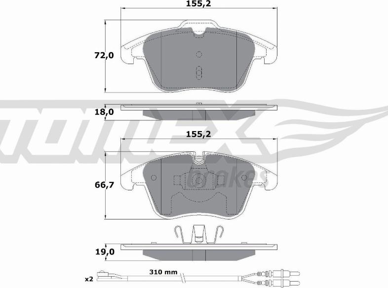 TOMEX brakes TX 16-55 - Əyləc altlığı dəsti, əyləc diski furqanavto.az