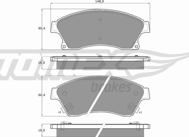 TOMEX brakes TX 16-50 - Əyləc altlığı dəsti, əyləc diski furqanavto.az