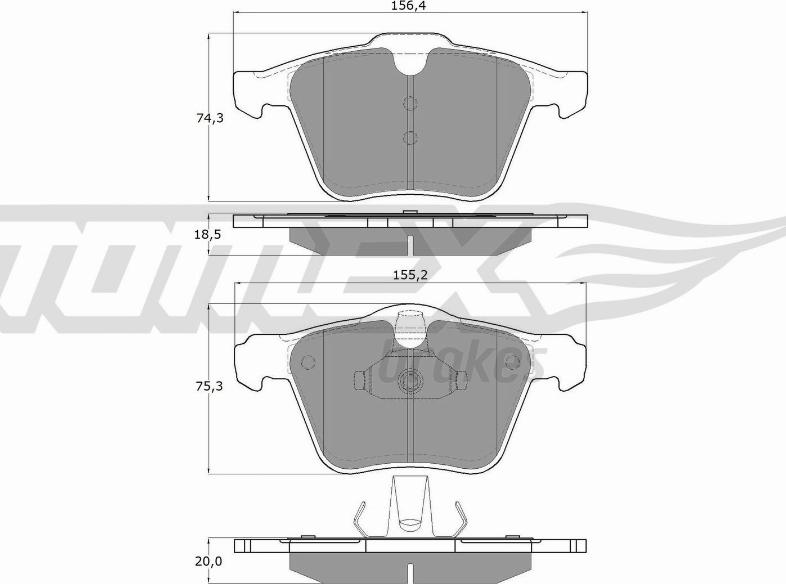 TOMEX brakes TX 16-64 - Əyləc altlığı dəsti, əyləc diski furqanavto.az