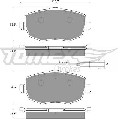 TOMEX brakes TX 16-89 - Əyləc altlığı dəsti, əyləc diski furqanavto.az