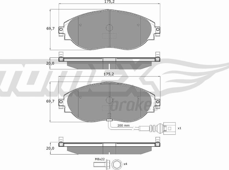 TOMEX brakes TX 16-84 - Əyləc altlığı dəsti, əyləc diski furqanavto.az