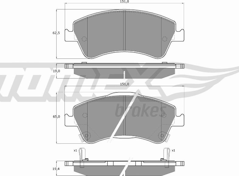 TOMEX brakes TX 16-30 - Əyləc altlığı dəsti, əyləc diski furqanavto.az