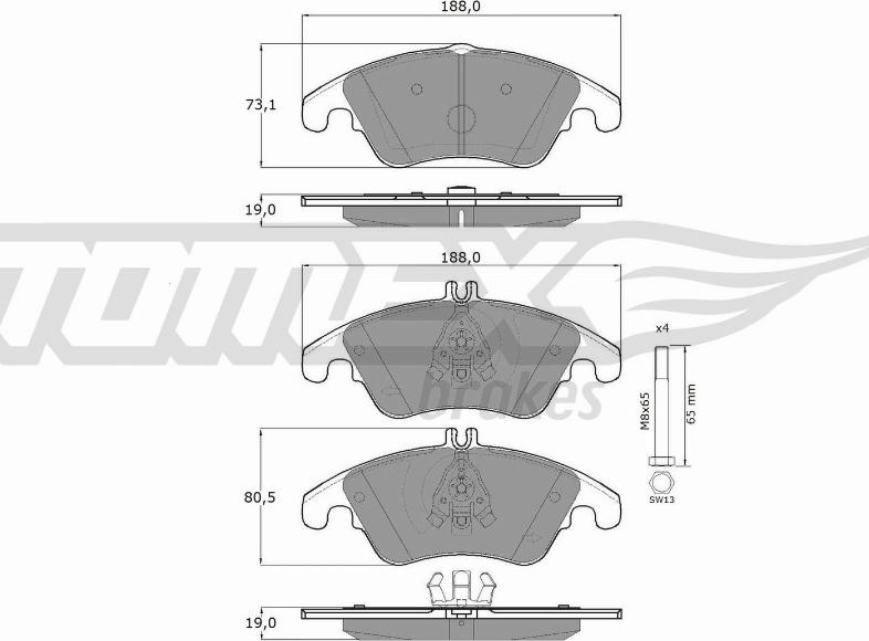 TOMEX brakes TX 16-31 - Əyləc altlığı dəsti, əyləc diski furqanavto.az