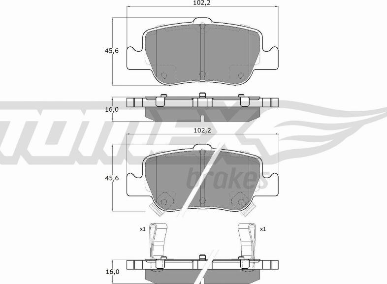 TOMEX brakes TX 16-29 - Əyləc altlığı dəsti, əyləc diski furqanavto.az