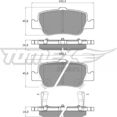 TOMEX brakes TX 16-29 - Əyləc altlığı dəsti, əyləc diski furqanavto.az