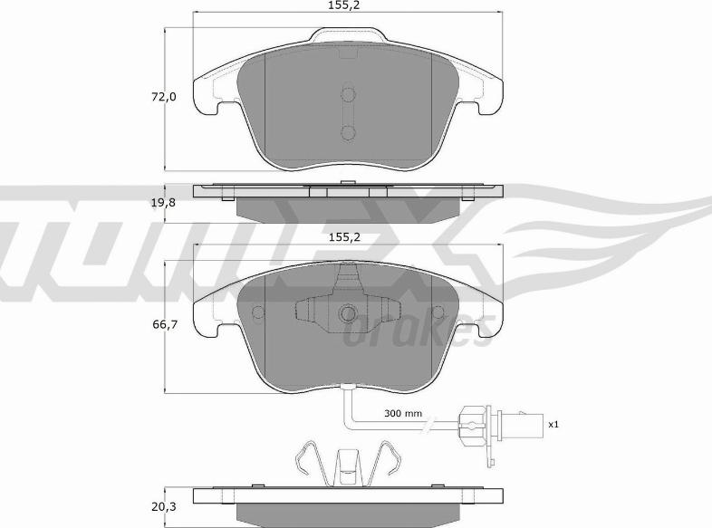 TOMEX brakes TX 16-75 - Əyləc altlığı dəsti, əyləc diski furqanavto.az