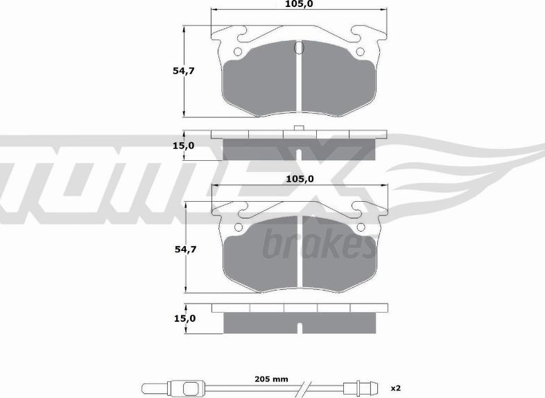 TOMEX brakes TX 10-512 - Əyləc altlığı dəsti, əyləc diski furqanavto.az