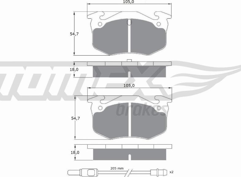 TOMEX brakes TX 10-51 - Əyləc altlığı dəsti, əyləc diski furqanavto.az