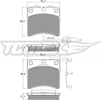 TOMEX brakes TX 10-641 - Əyləc altlığı dəsti, əyləc diski furqanavto.az