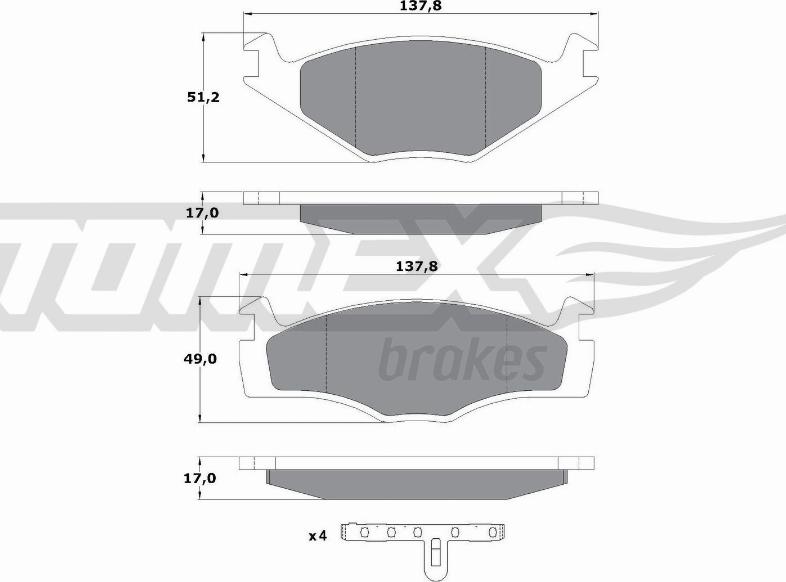 TOMEX brakes TX 10-141 - Əyləc altlığı dəsti, əyləc diski furqanavto.az