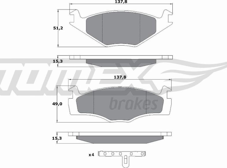 TOMEX brakes TX 10-14 - Əyləc altlığı dəsti, əyləc diski furqanavto.az