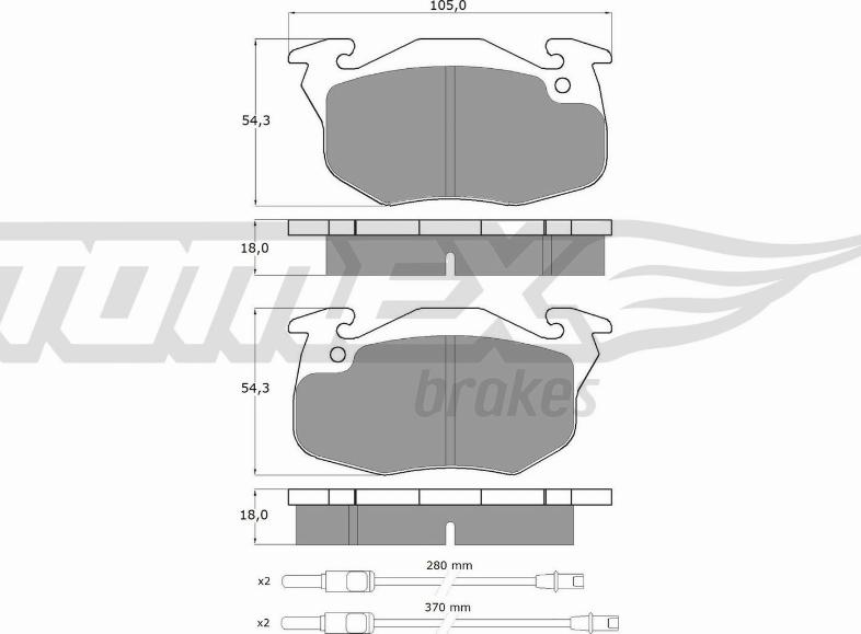 TOMEX brakes TX 10-341 - Əyləc altlığı dəsti, əyləc diski furqanavto.az