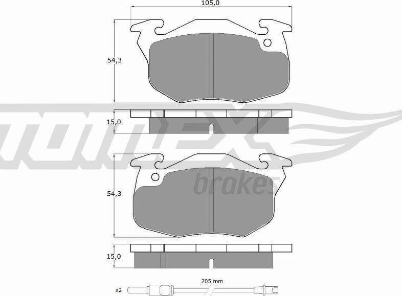 TOMEX brakes TX 10-342 - Əyləc altlığı dəsti, əyləc diski furqanavto.az