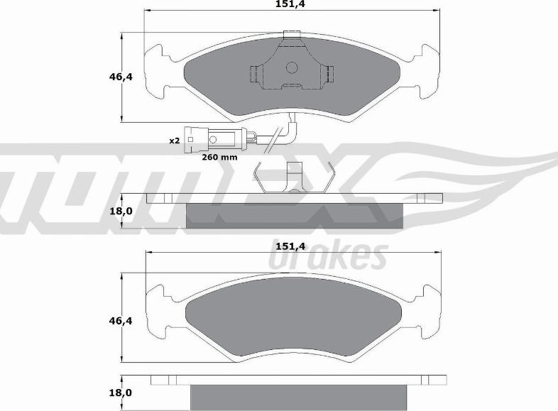 TOMEX brakes TX 10-282 - Əyləc altlığı dəsti, əyləc diski furqanavto.az