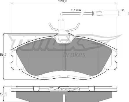 TOMEX brakes TX 11-62 - Əyləc altlığı dəsti, əyləc diski furqanavto.az