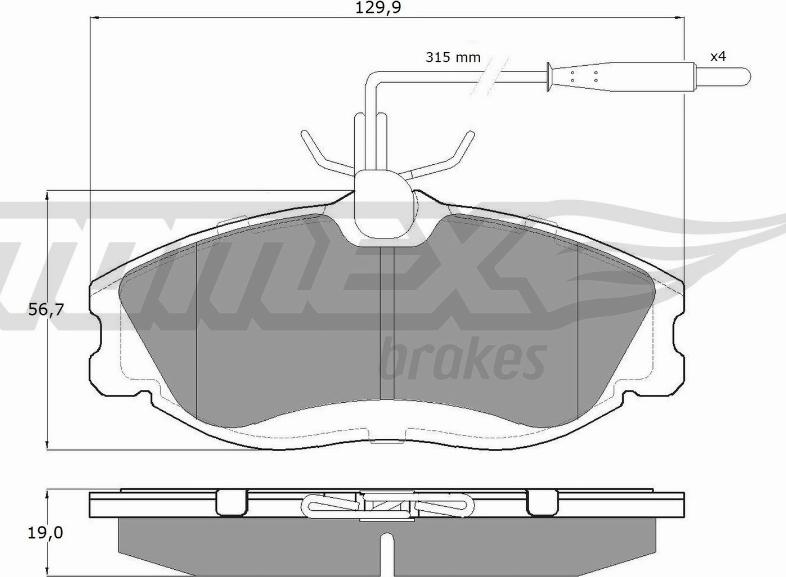 TOMEX brakes TX 11-62 - Əyləc altlığı dəsti, əyləc diski furqanavto.az