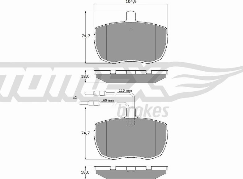 TOMEX brakes TX 11-22 - Əyləc altlığı dəsti, əyləc diski furqanavto.az