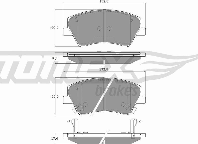 TOMEX brakes TX 18-68 - Əyləc altlığı dəsti, əyləc diski furqanavto.az