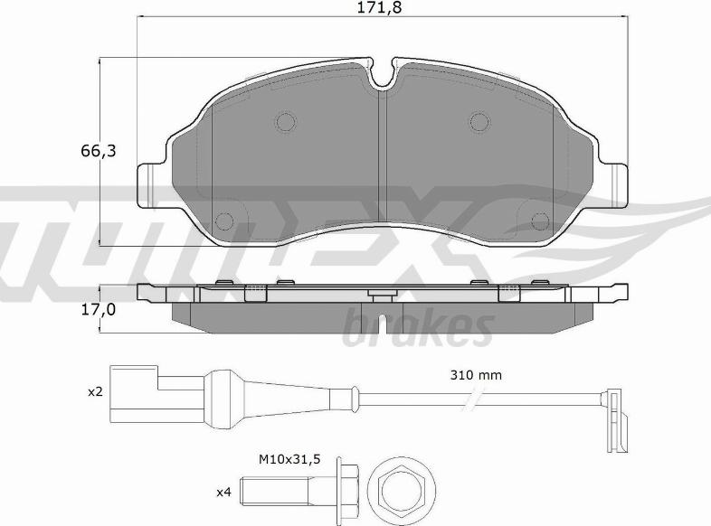 TOMEX brakes TX 18-04 - Əyləc altlığı dəsti, əyləc diski furqanavto.az