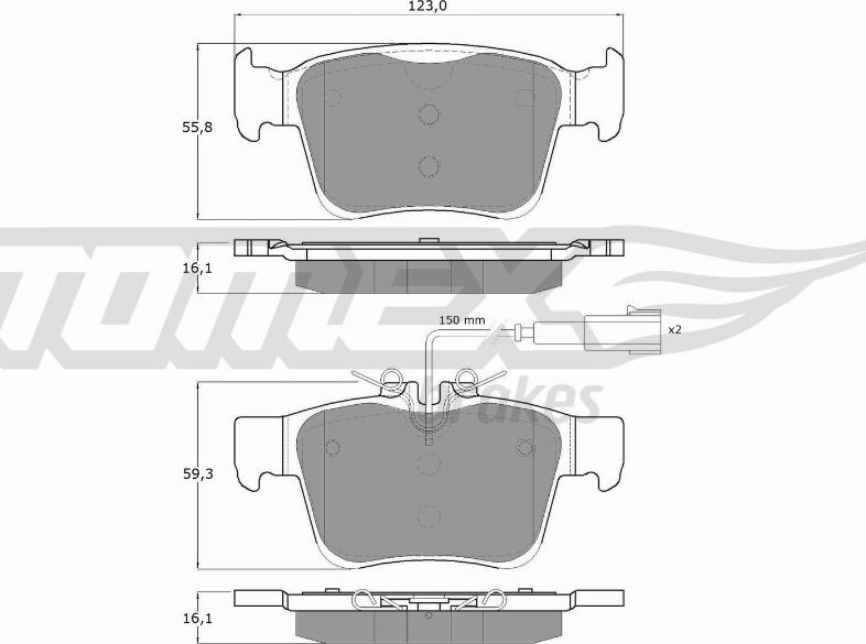 TOMEX brakes TX 18-161 - Əyləc altlığı dəsti, əyləc diski furqanavto.az