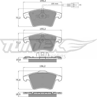 TOMEX brakes TX 13-93 - Əyləc altlığı dəsti, əyləc diski furqanavto.az