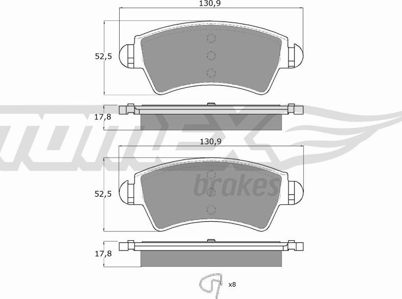 TOMEX brakes TX 13-44 - Əyləc altlığı dəsti, əyləc diski furqanavto.az