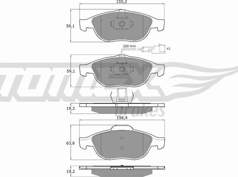 TOMEX brakes TX 13-10 - Əyləc altlığı dəsti, əyləc diski furqanavto.az