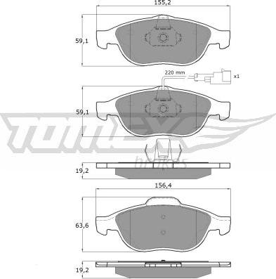 TOMEX brakes TX 13-10 - Əyləc altlığı dəsti, əyləc diski furqanavto.az