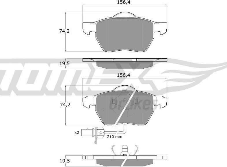 TOMEX brakes TX 13-13 - Əyləc altlığı dəsti, əyləc diski furqanavto.az