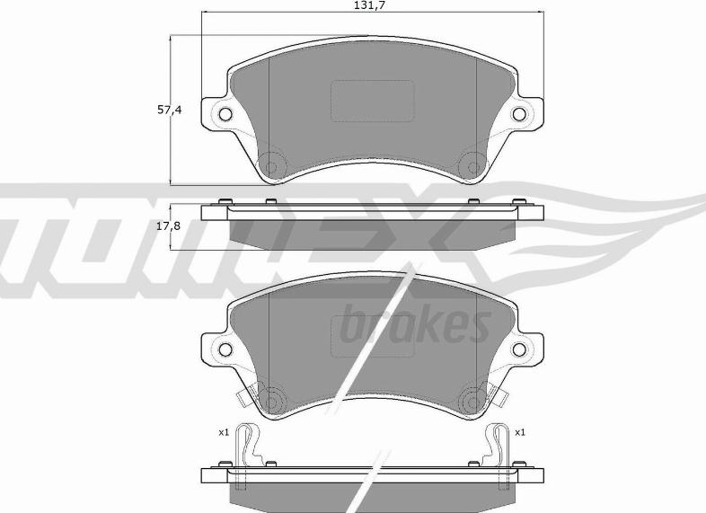 TOMEX brakes TX 13-74 - Əyləc altlığı dəsti, əyləc diski furqanavto.az