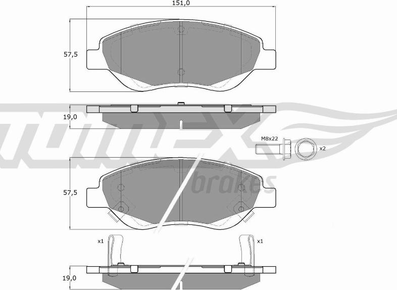 TOMEX brakes TX 12-501 - Əyləc altlığı dəsti, əyləc diski furqanavto.az