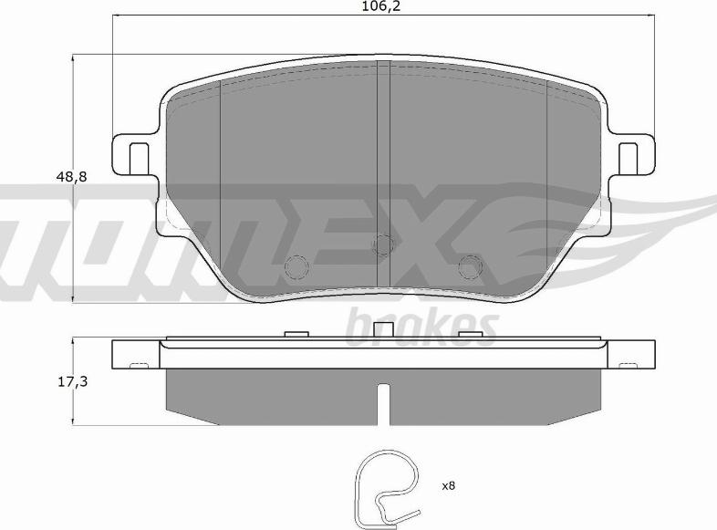 TOMEX brakes TX 12-08 - Əyləc altlığı dəsti, əyləc diski furqanavto.az