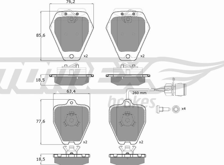 TOMEX brakes TX 12-26 - Əyləc altlığı dəsti, əyləc diski furqanavto.az