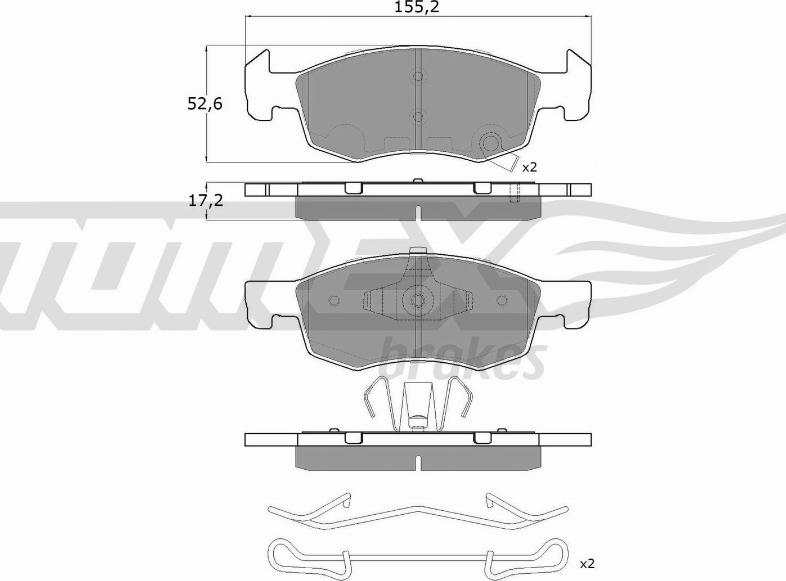 TOMEX brakes TX 17-92 - Əyləc altlığı dəsti, əyləc diski furqanavto.az